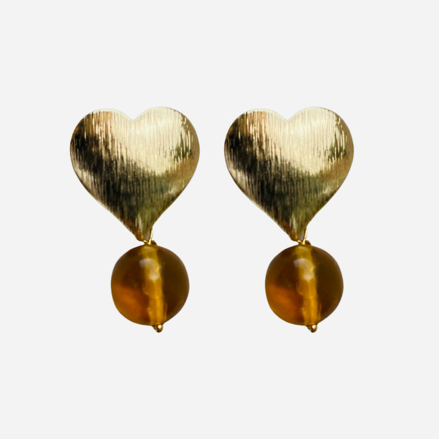 Aretes Ámbar enganche Corazon