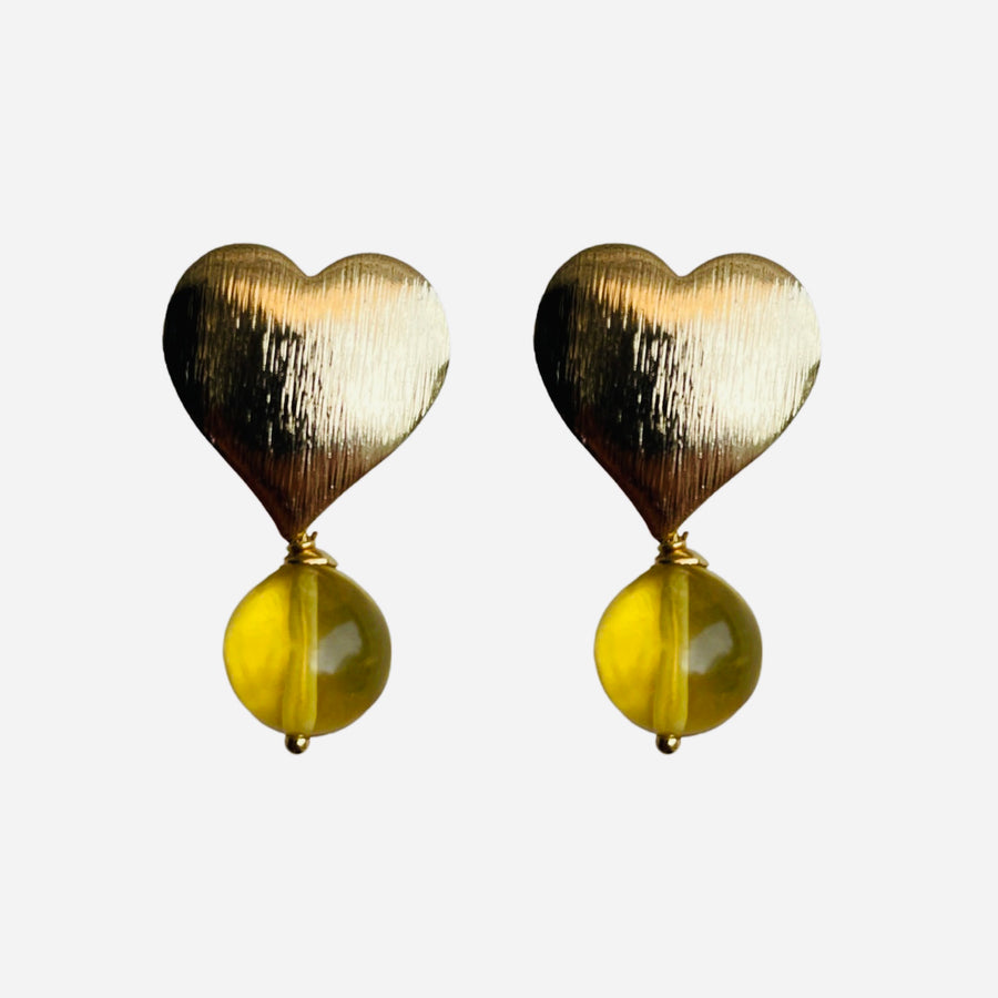 Aretes Ámbar enganche Corazon