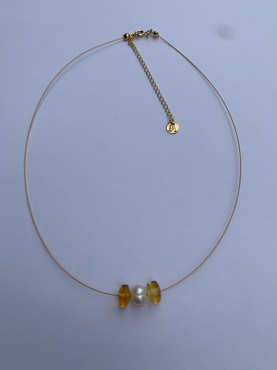 Collar Fantasma ámbar y Perlas del Rio